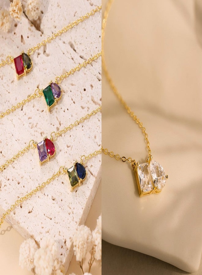Sistble Valentines Day Gifts for Women, Birthstone Necklace for Women Mom Birthday Gifts July Ruby Necklace 14K Gold Plated Choker Necklaces Dainty Square Crystal Jewelry Birthday Gift Ideas - Image 4
